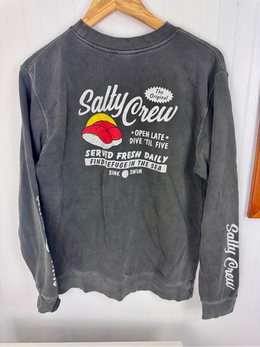 Dark Gray Salty Crew Crewneck Sweater